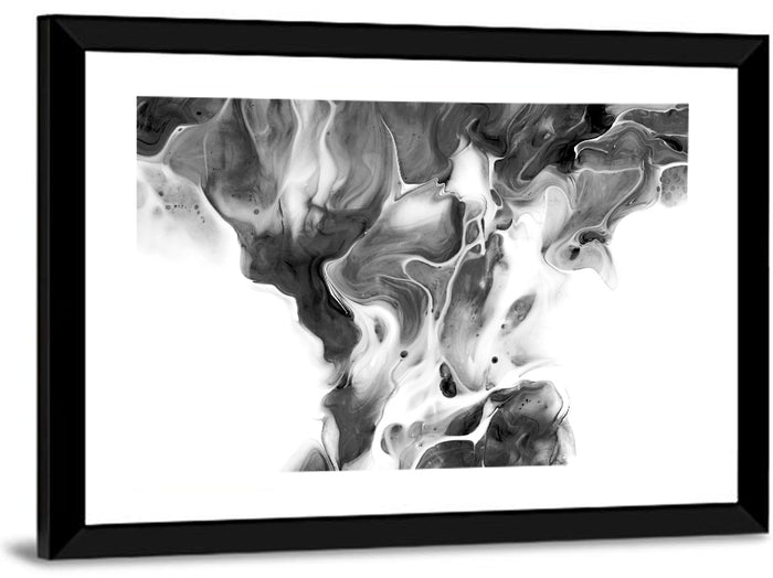 Monochrome Ink Swirl Wall Art as a framed print
