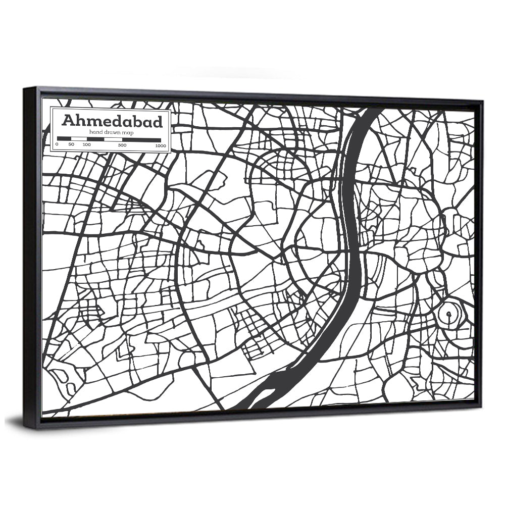 Ahmedabad City Map Wall Art