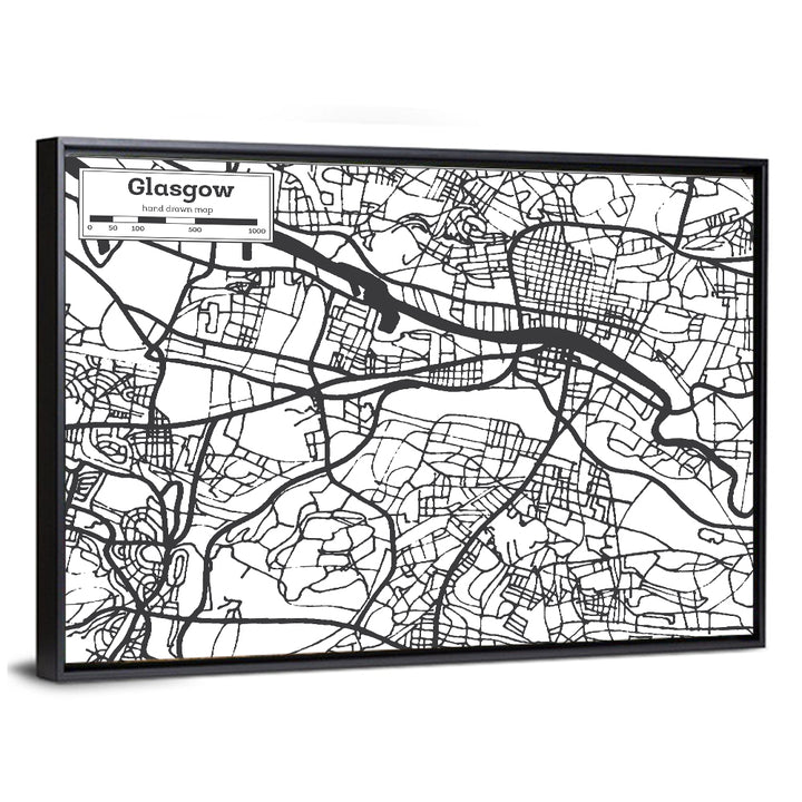 Glasgow City Map Wall Art