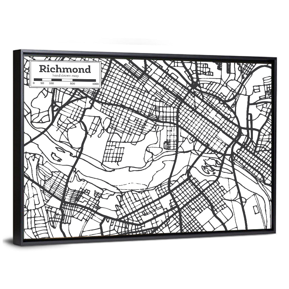 Richmond City Map Wall Art