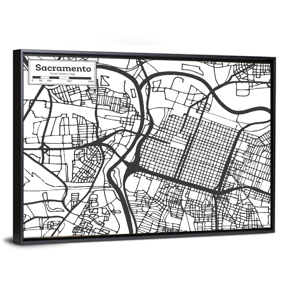 Sacramento City Map Wall Art