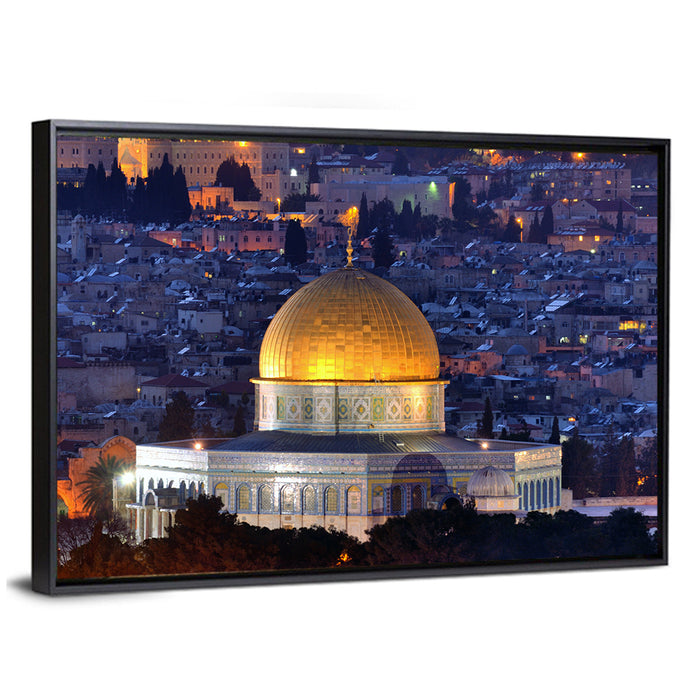 Golden Dome of the Rock, Jerusalem Wall Art as a framed canvas