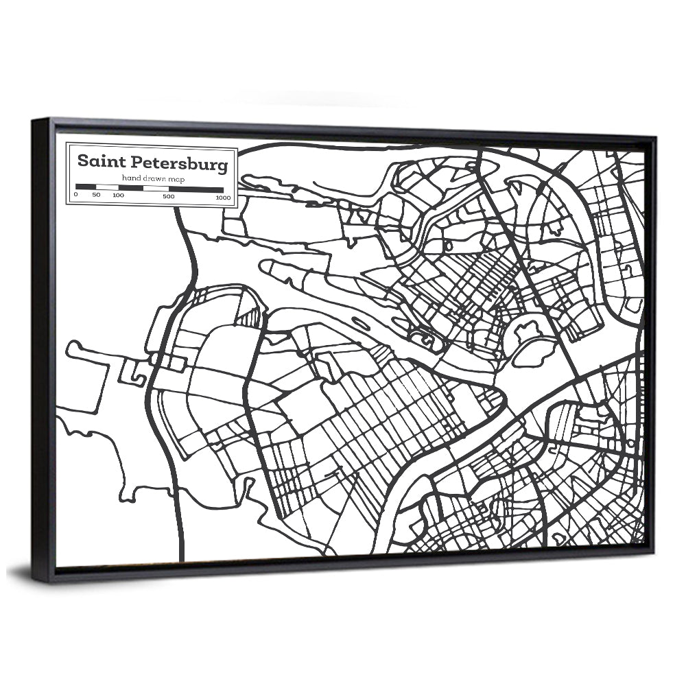 Saint Petersburg City Map Wall Art