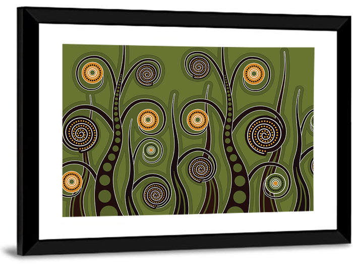 Botanical Spiral Roots Illustration Wall Art as a framed print