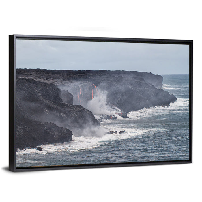 Glowing Lava on Big Island Coast Wall Art as a framed canvas