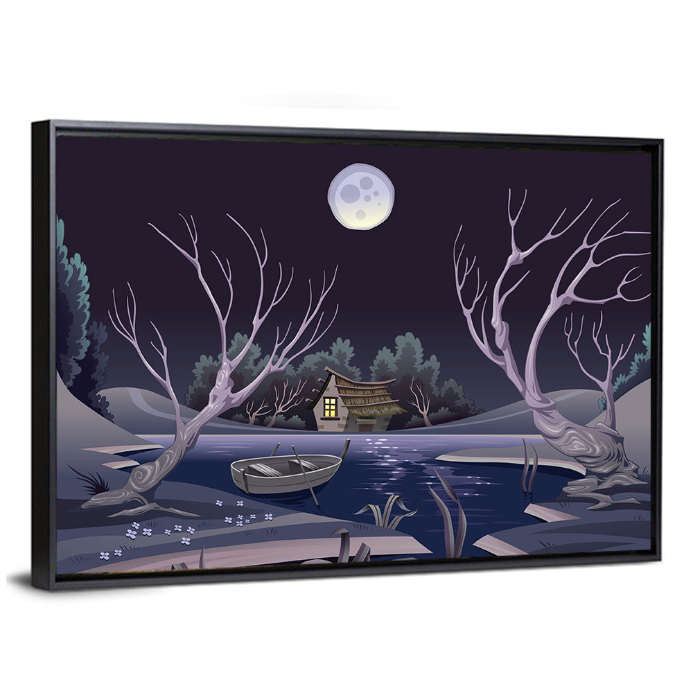 Pond In Night Wall Art