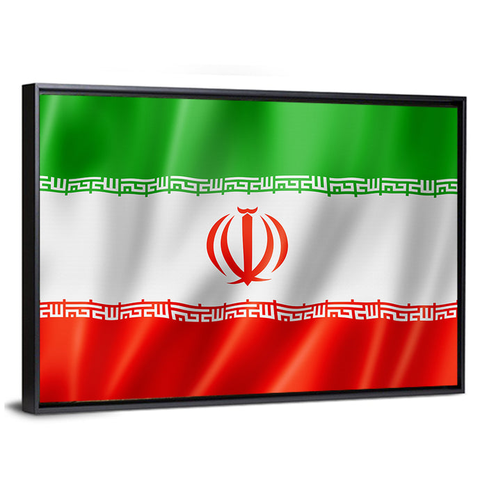 Iran National Flag Wall Art as a framed canvas