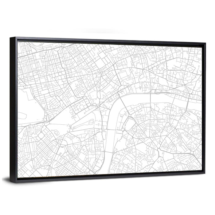London City Map Plan Wall Art as a framed canvas