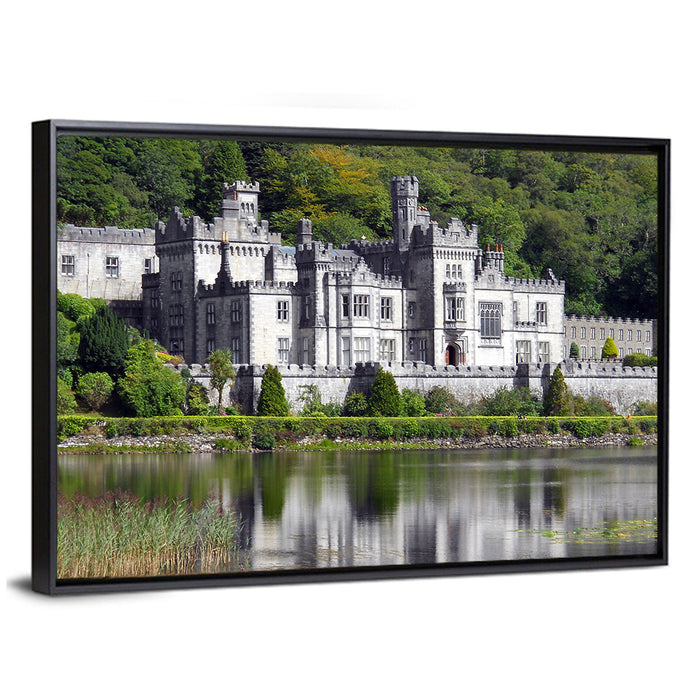 Kylemore Abbey Lakeside Castle Wall Art as a framed canvas