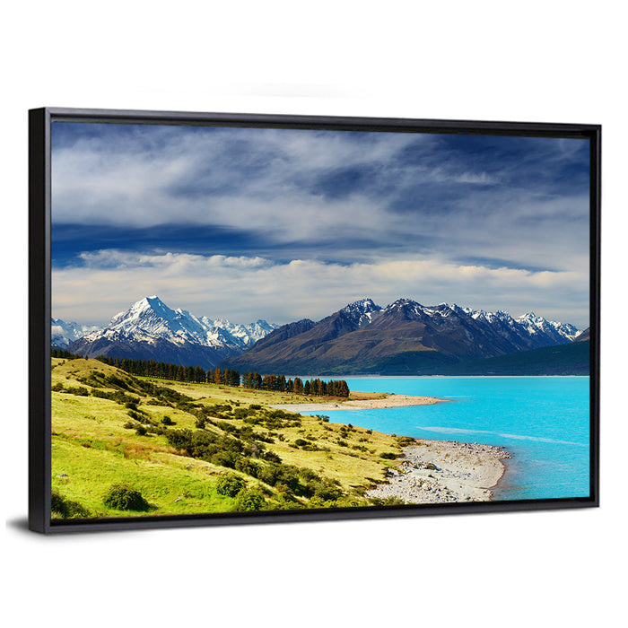 Mount Cook Over Lake Pukaki Wall Art as a framed canvas