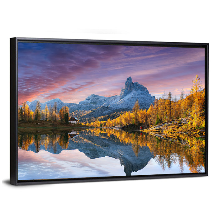 Lago Di Federa, Dolomites Sunset Wall Art as a framed canvas