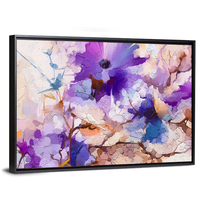 Spring Lavender Floral Study Wall Art as a framed canvas