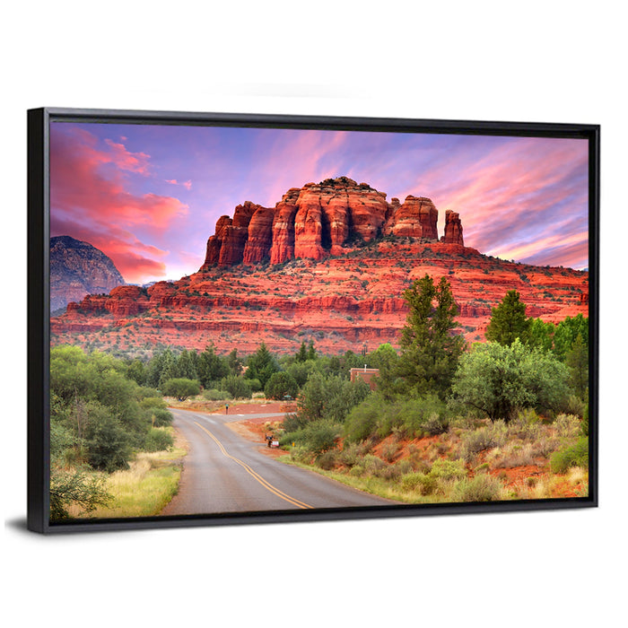 Drive Toward Cathedral Rock, Sedona Wall Art as a framed canvas