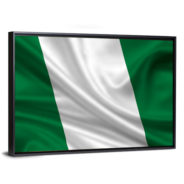 Nigerian Flag with Rippled Texture Wall Art as a framed canvas