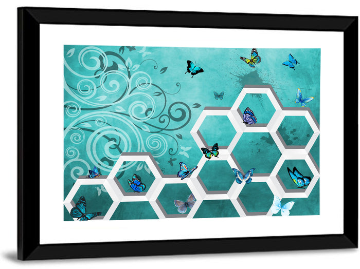 3d Butterfly Abstract Wall Art as a framed print