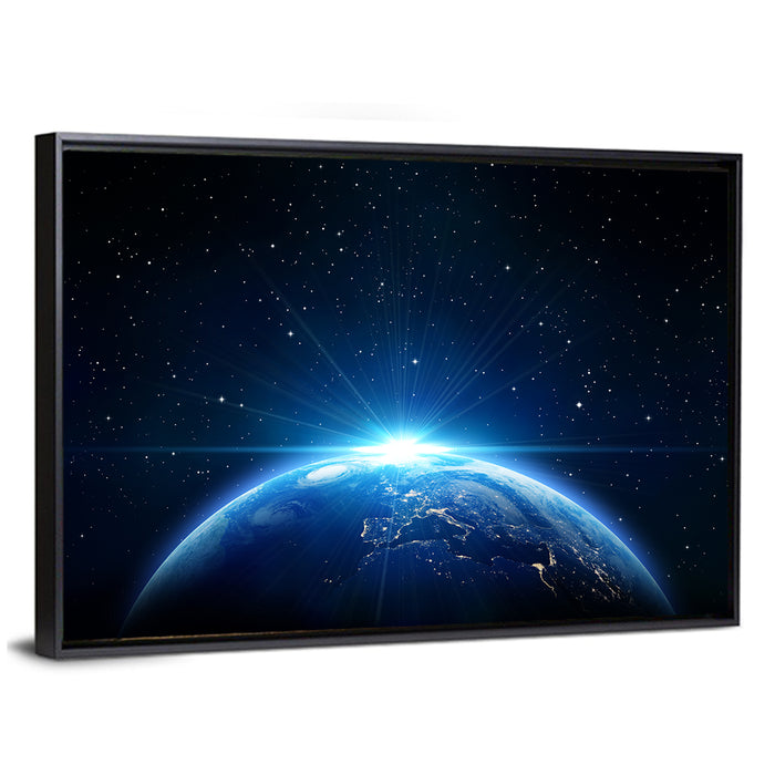 Earth from Orbit Wall Art as a framed canvas