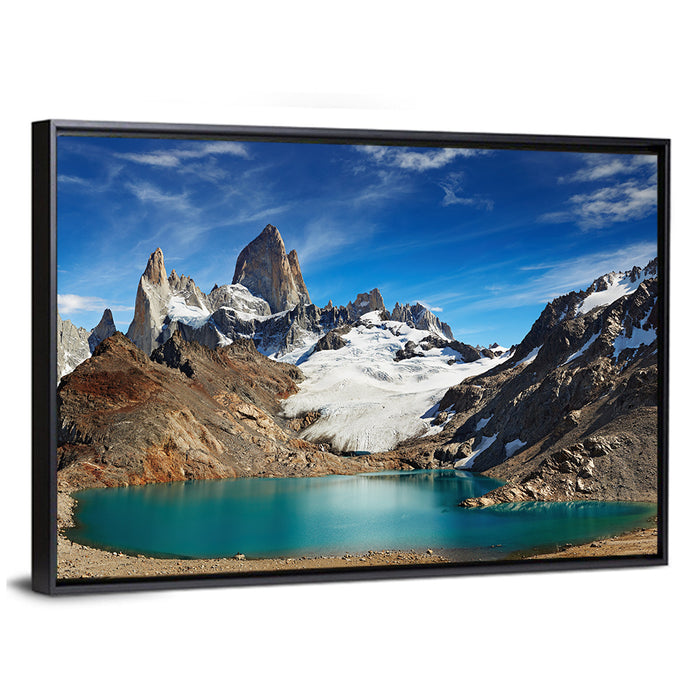 Turquoise Laguna and Fitz Roy, Los Glaciares Wall Art as a framed canvas
