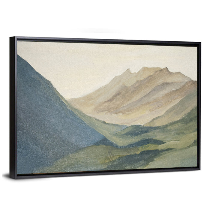 Dawn Over Layered Mountains Wall Art as a framed canvas