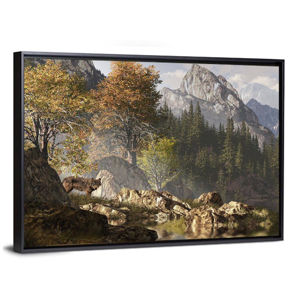 Wolf In The Rocky Mountains Wall Art