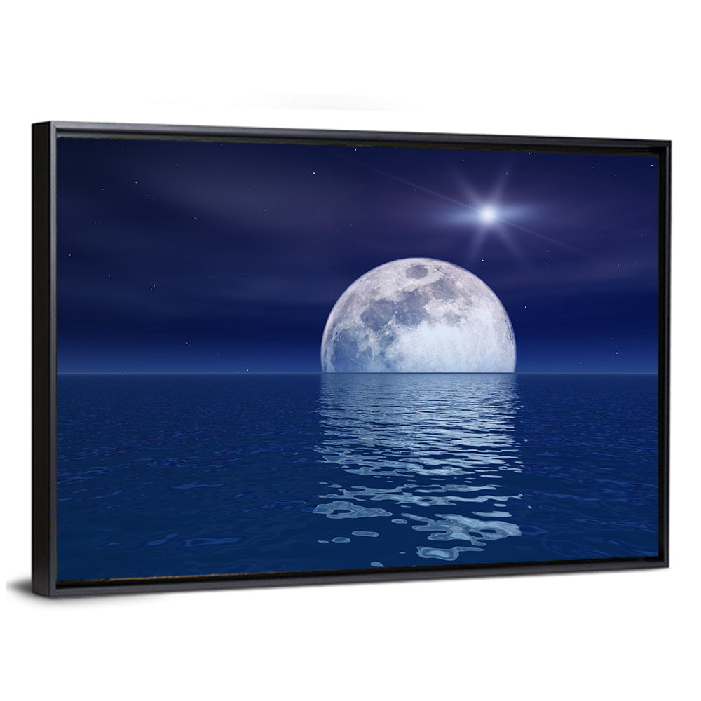 Quasar Star & Moon Over Sea Wall Art