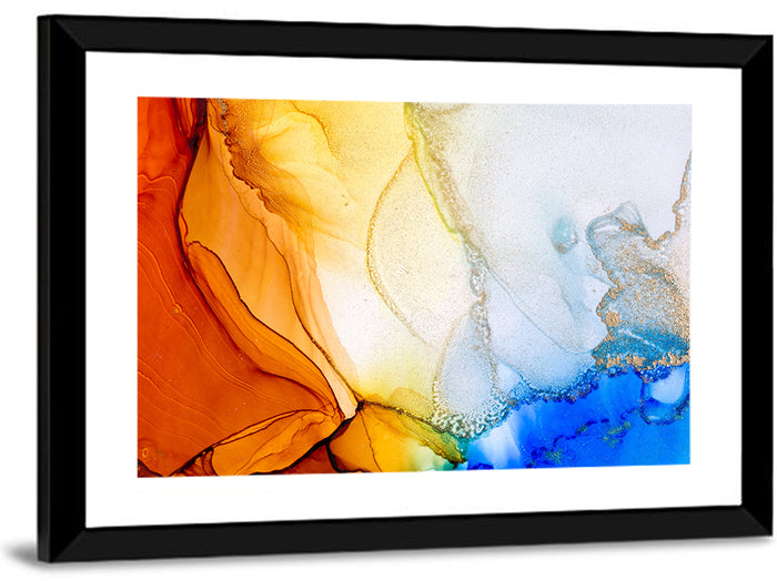 Coral Reef Fluid Ink Abstract Wall Art as a framed print