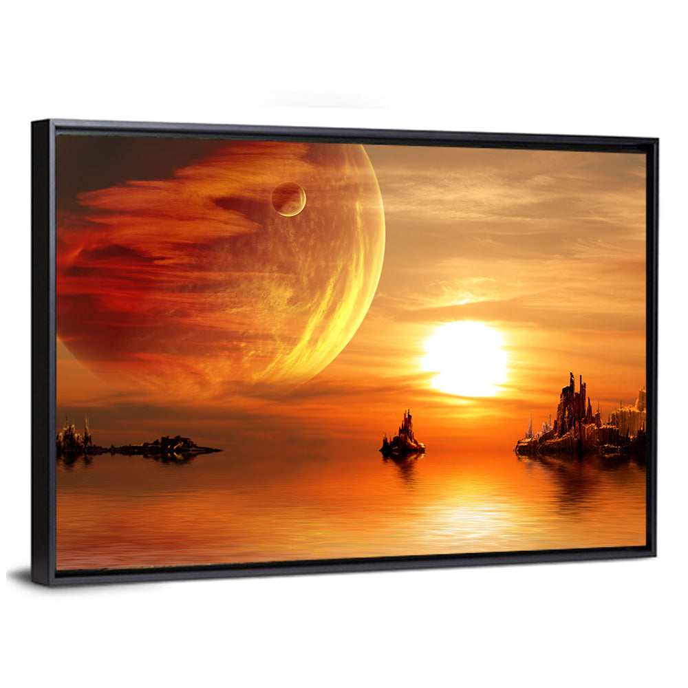 Fantasy Alien Planet Sunset Wall Art