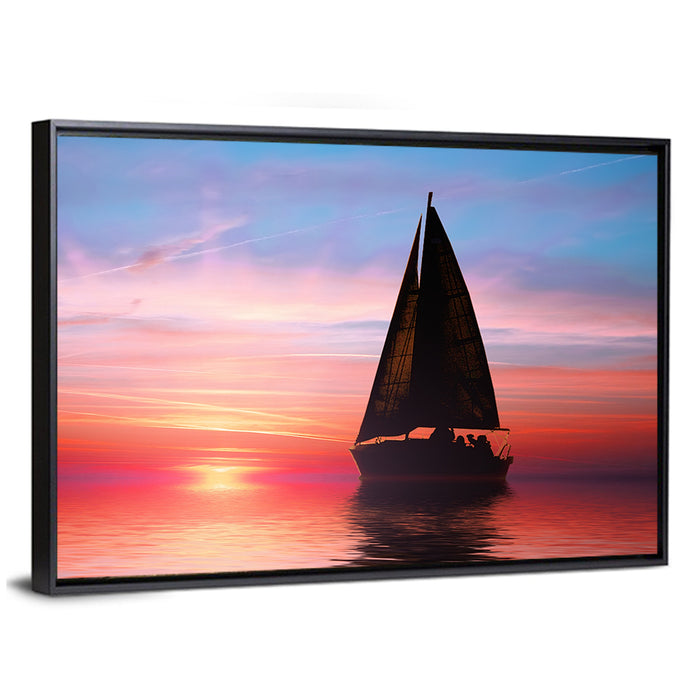 Sailboat at Sunset Wall Art as a framed canvas