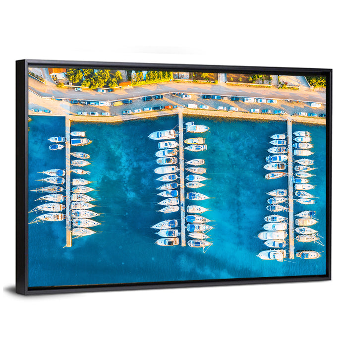 Aerial Marina in Croatia Wall Art as a framed canvas