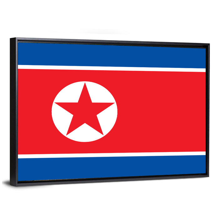 North Korean Flag Graphic Wall Art as a framed canvas