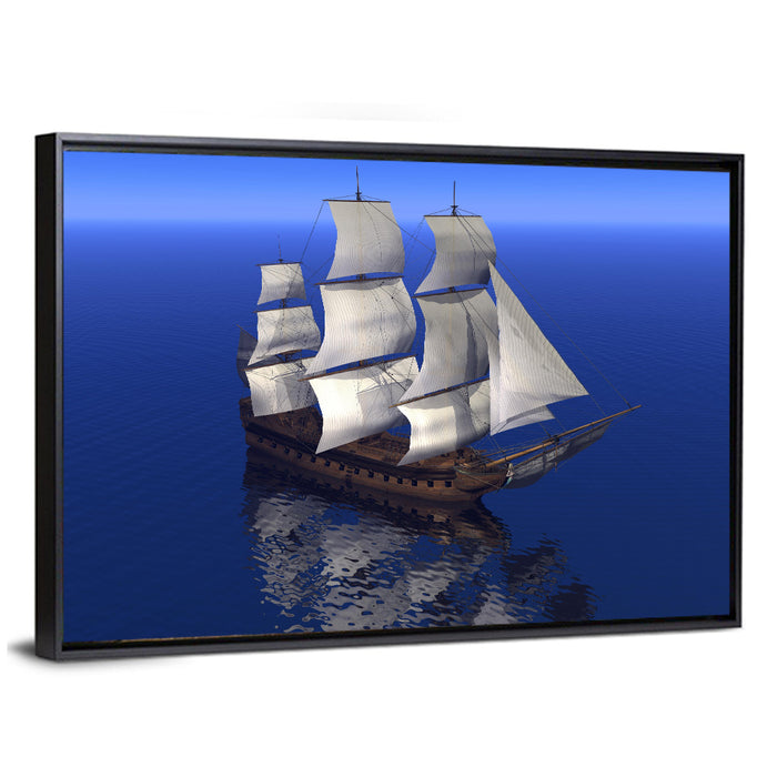 Three-masted Sailing Ship at Sea Wall Art as a framed canvas
