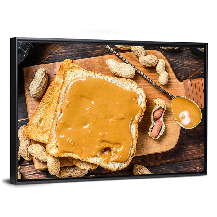 Peanut Butter Toast Slice Wall Art as a framed canvas