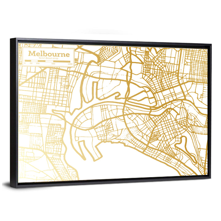 Melbourne Street Network Map Wall Art