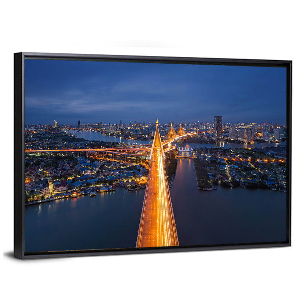 Bhumibol Bridge And Chao Phraya River Thailand Wall Art
