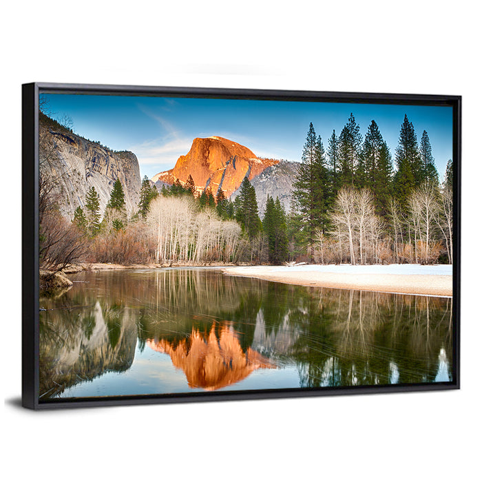 Half Dome Reflection, Yosemite Wall Art as a framed canvas