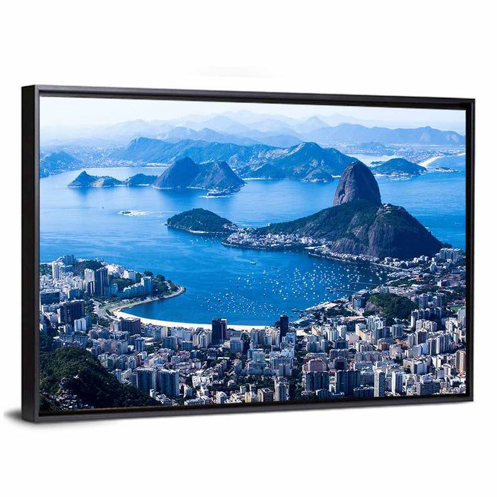 Sugarloaf Mountain and Botafogo Bay Wall Art as a framed canvas