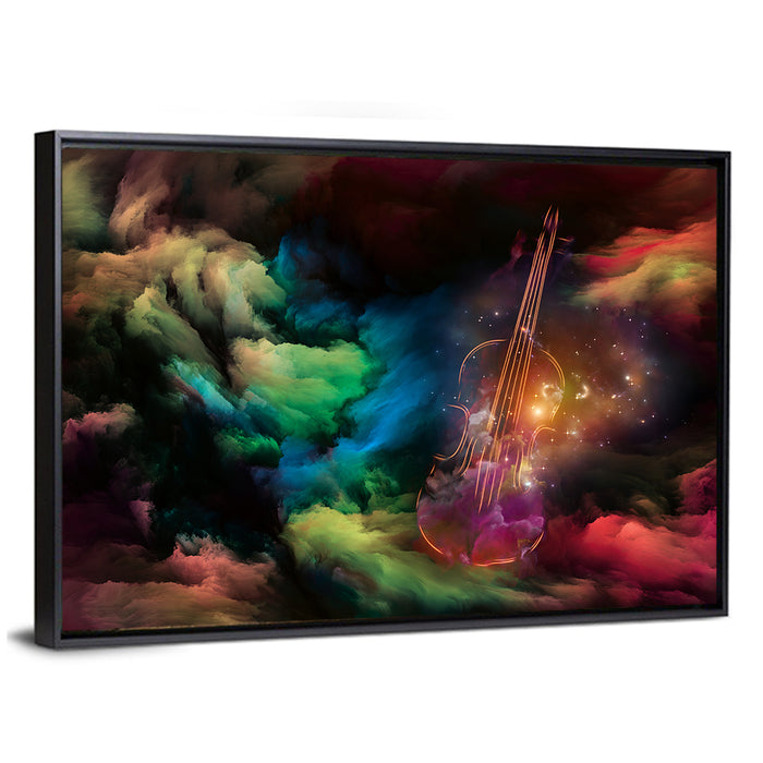 Cosmic Violin Wall Art as a framed canvas