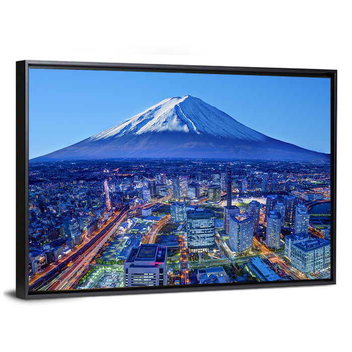 Mount Fuji Above Fujinomiya Skyline Wall Art as a framed canvas