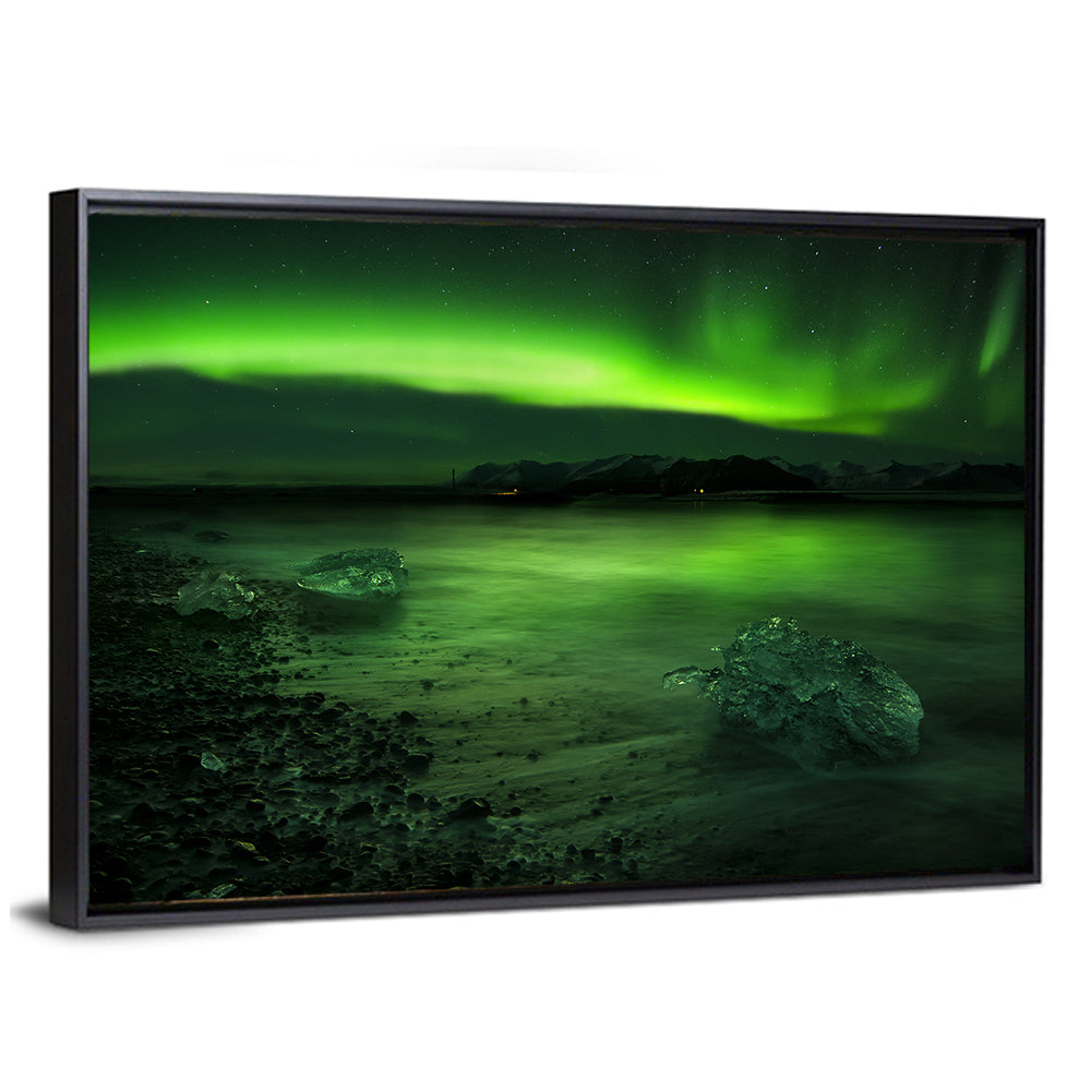 Flash Of Aurora Polaris Above Water Wall Art
