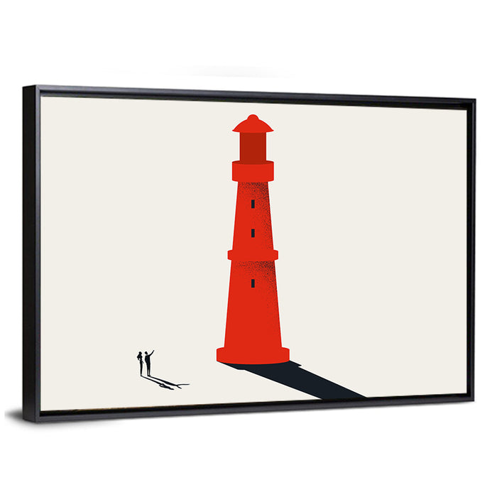 Red Lighthouse Vision Wall Art as a framed canvas