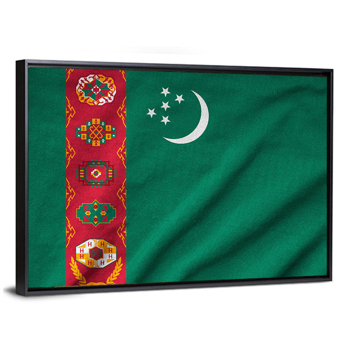 Turkmenistan National Flag Wall Art as a framed canvas