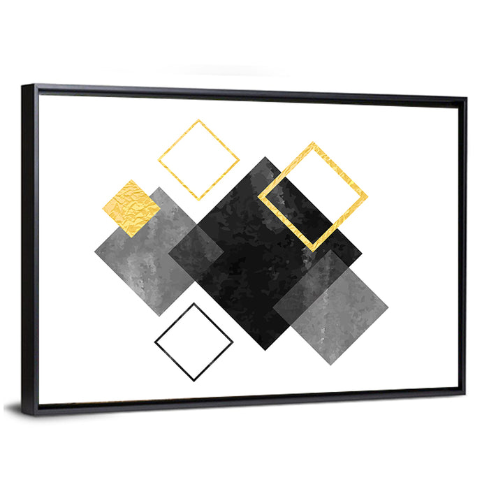 Layered Squares Composition Wall Art as a framed canvas