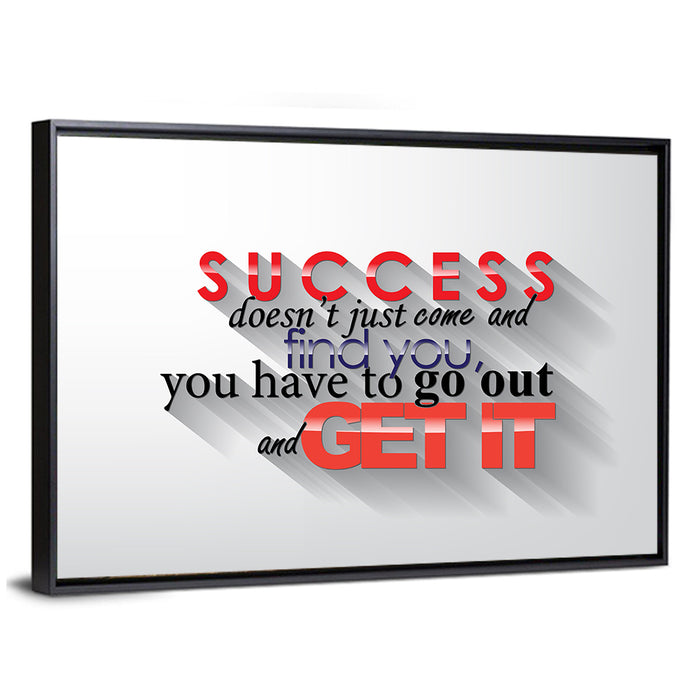Bold Success Quote Typography Wall Art as a framed canvas