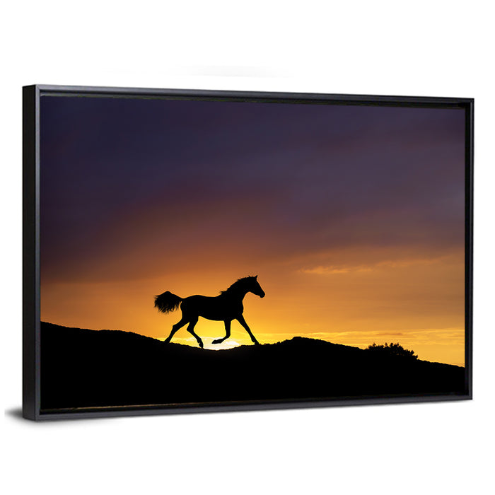 Running Horse Silhouette Wall Art as a framed canvas