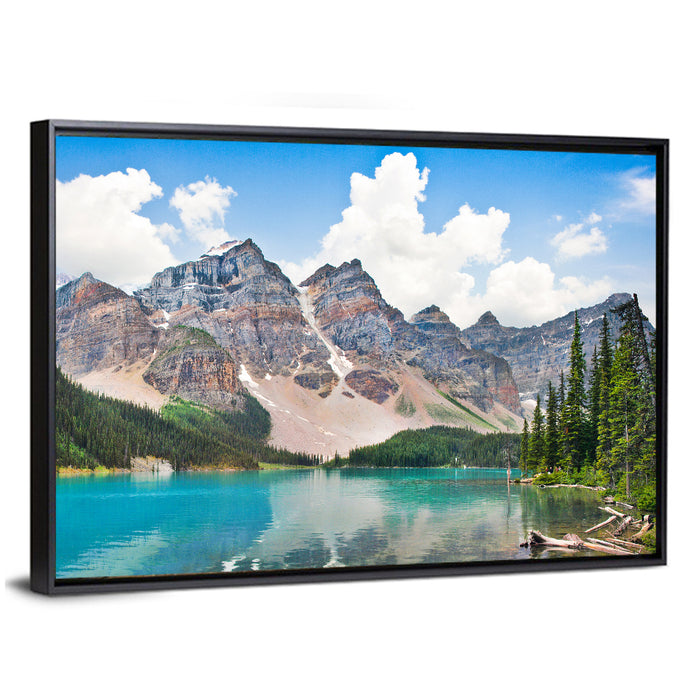 Moraine Lake Reflections Wall Art as a framed canvas