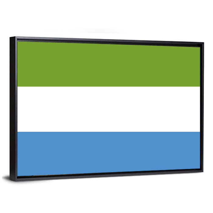 Sierra Leone Tricolor Flag Wall Art as a framed canvas