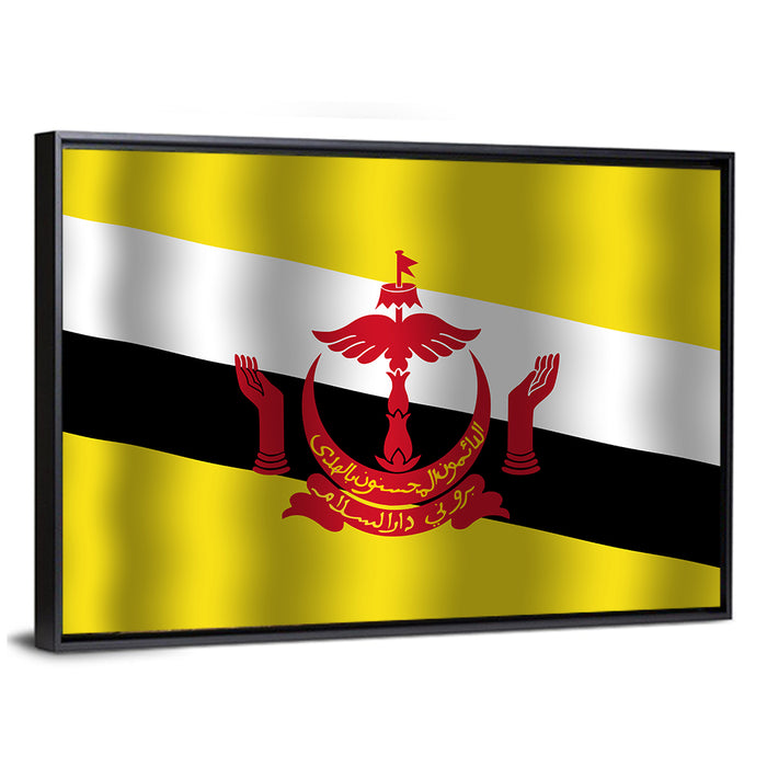 Brunei National Flag Wall Art as a framed canvas