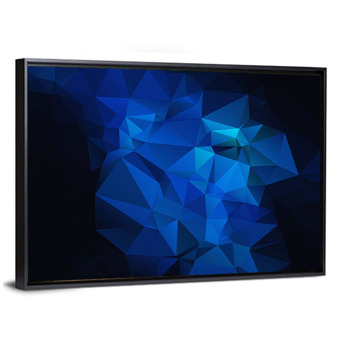 Blue Gradient Geometric Cluster Wall Art as a framed canvas