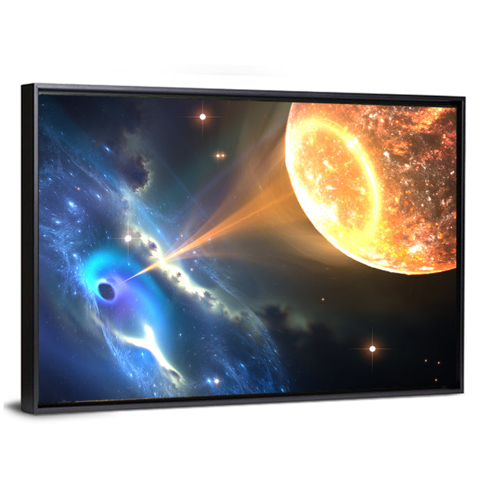 Black Hole and Companion Star Wall Art as a framed canvas