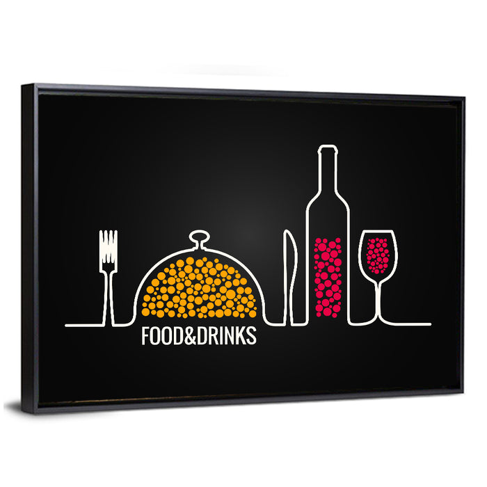 Minimalist Food and Drink Line Wall Art as a framed canvas