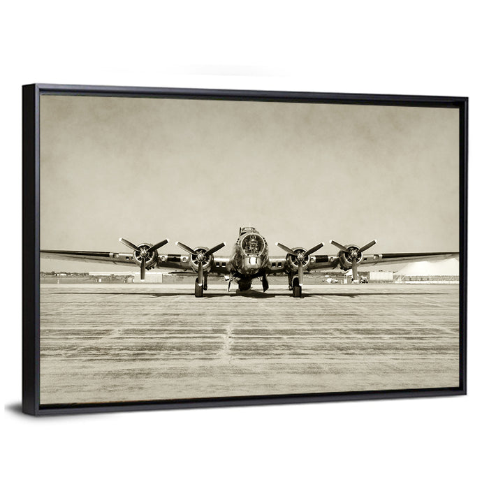 B-17 Bomber Front View Wall Art as a framed canvas